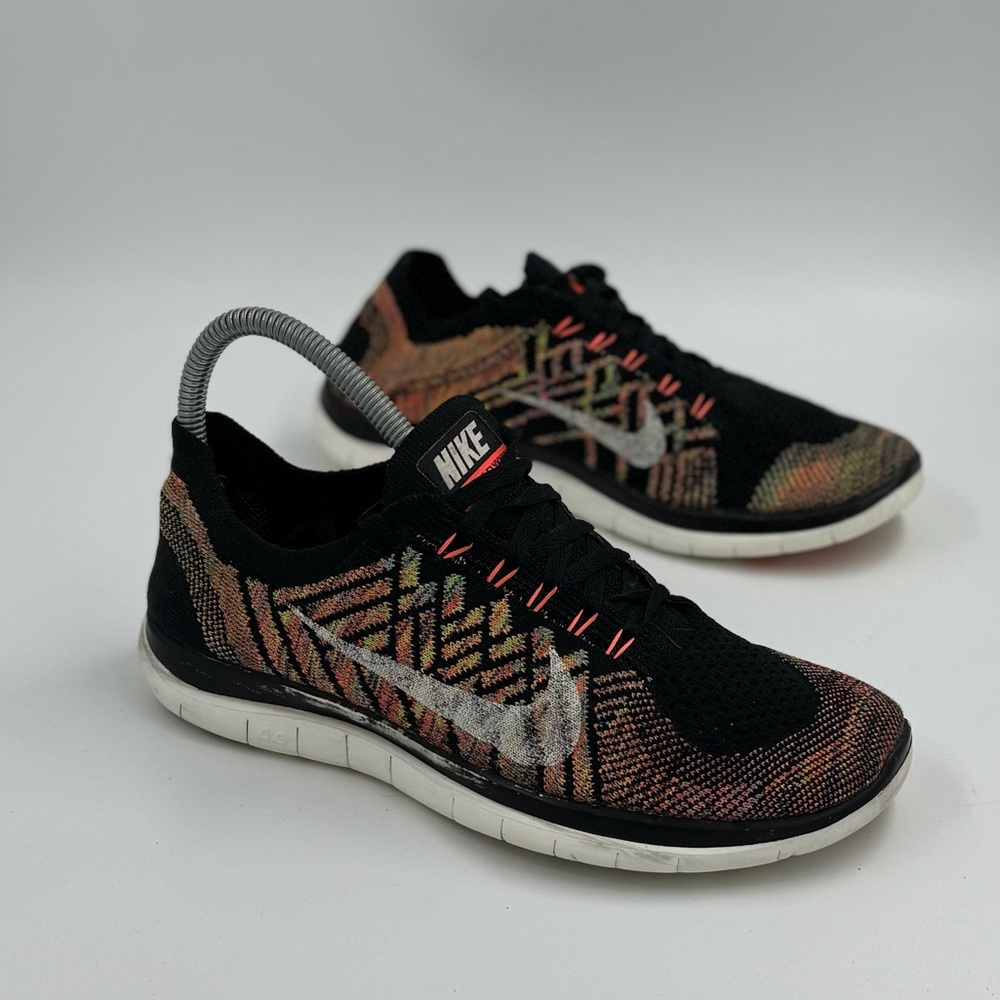 Nike Womens Free 4.0 Flyknit 717076-011 Multicolor Running Shoes Sneakers Sz 7